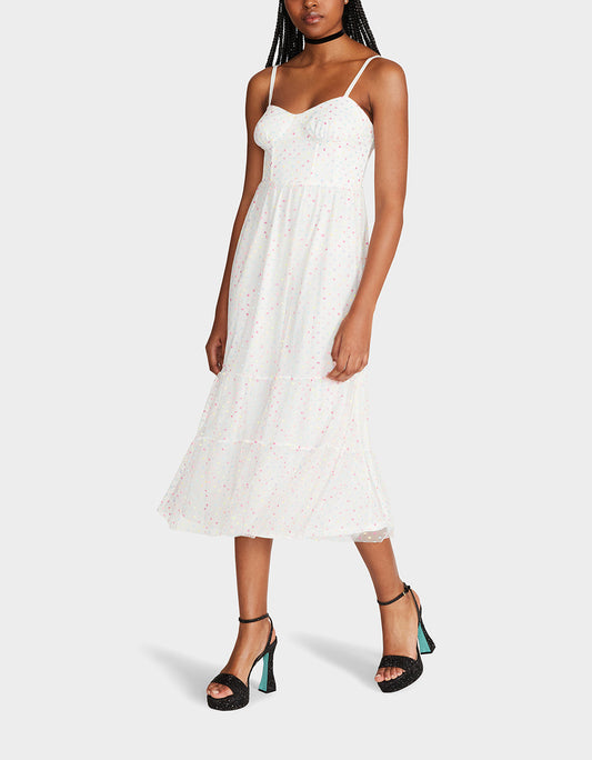 Betsey Johnson Essential - GARDEN VIBES CORSET MIDI DRESS WHITE MULTI
