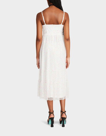 Betsey Johnson Essential - GARDEN VIBES CORSET MIDI DRESS WHITE MULTI