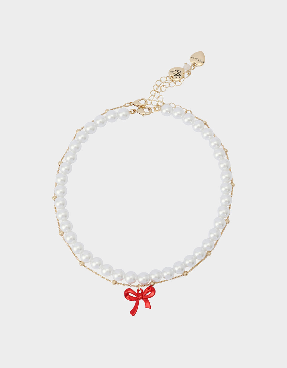 Betsey Johnson Hot Sale - PEARL BOW NECLAKCE SET RED Women's Pearl Bow Valentine's Day Necklace Set