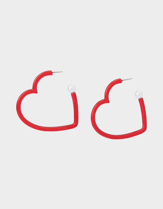 Betsey Johnson Trending - HEART HOOP EARRINGS RED Women's Valentine's Day Heart Hoop Earrings