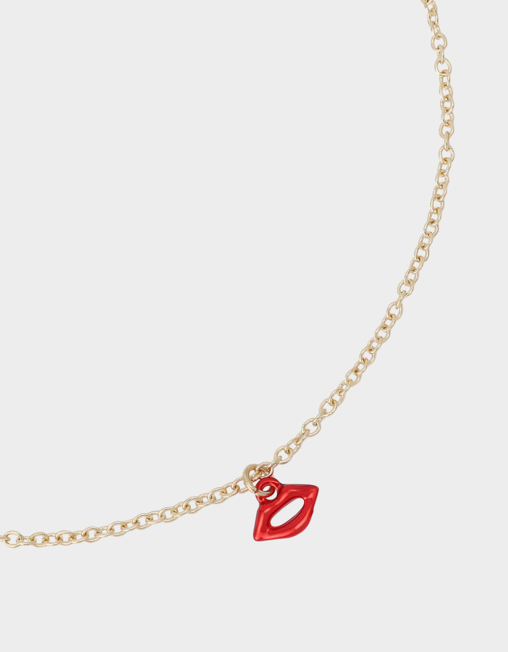 Betsey Johnson Classic - LIPS NECKLACE SET RED Women's Gold Heart Chain Lip Valentine's Day Necklace Set