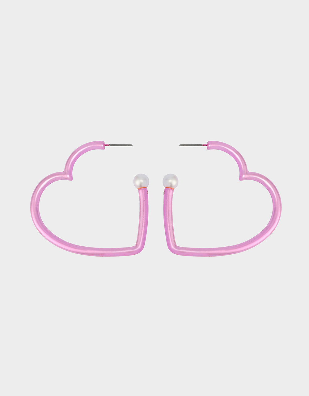 Betsey Johnson Exclusive - HEART HOOP EARRINGS PINK/WHITE Women's Valentine's Day Heart Hoop Earrings