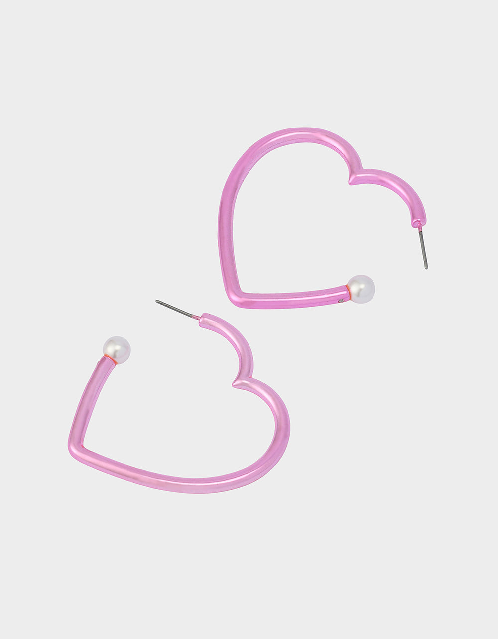 Betsey Johnson Exclusive - HEART HOOP EARRINGS PINK/WHITE Women's Valentine's Day Heart Hoop Earrings