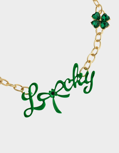 Betsey Johnson Trending - LUCKY FRONTAL NECKLACE GREEN Women's St. Patrick's Day Bib Necklace