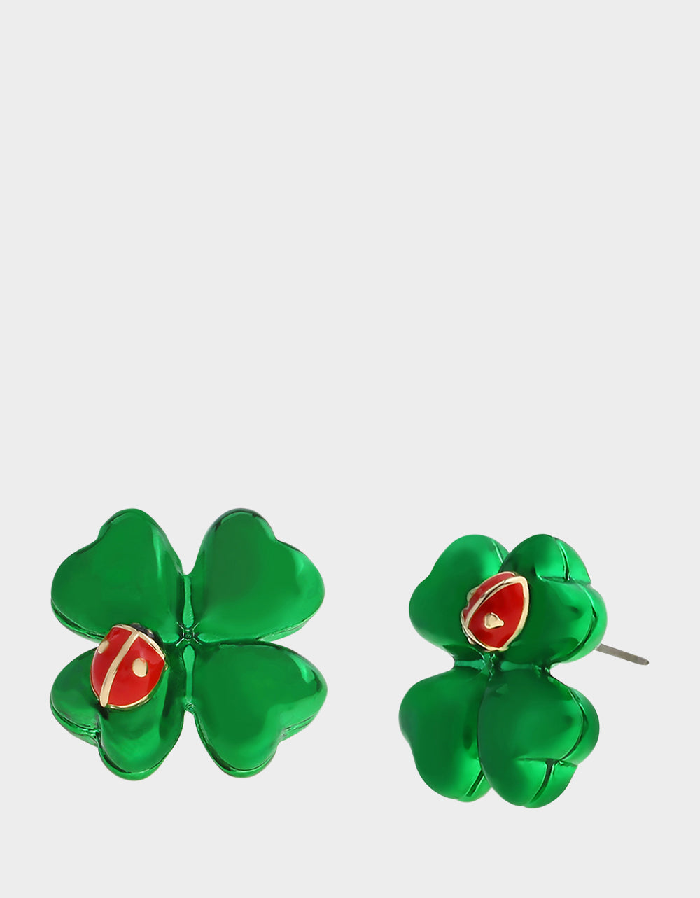 Betsey Johnson Latest - SHAMROCK LADYBUG STUD EARRINGS GREEN Women's St. Patrick's Day Shamrock Ladybug Earrings