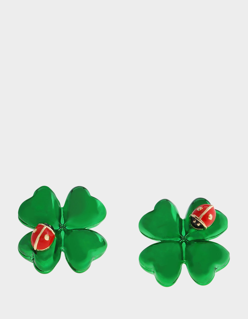 Betsey Johnson Latest - SHAMROCK LADYBUG STUD EARRINGS GREEN Women's St. Patrick's Day Shamrock Ladybug Earrings