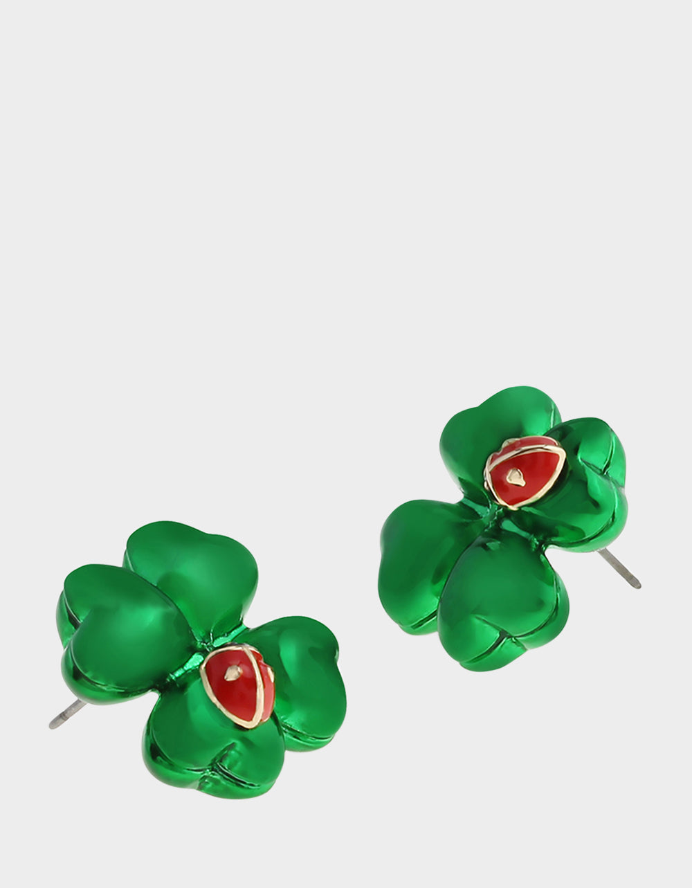 Betsey Johnson Latest - SHAMROCK LADYBUG STUD EARRINGS GREEN Women's St. Patrick's Day Shamrock Ladybug Earrings