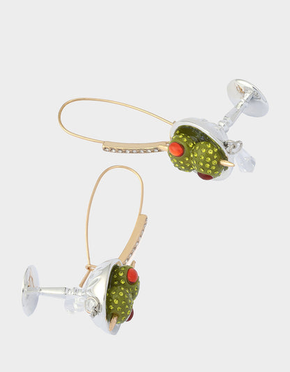 Betsey Johnson New - MARTINI DROP EARRINGS Women's Martini Glass Olive Drop Earrings