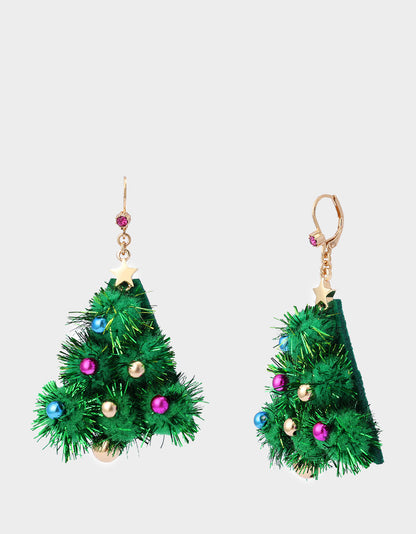 Betsey Johnson Everyday - PLUSH TREE DROP EARRINGS FIR GREEN Women's Christmas-Themed Tree Drop Earrings