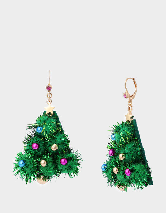 Betsey Johnson Everyday - PLUSH TREE DROP EARRINGS FIR GREEN Women's Christmas-Themed Tree Drop Earrings