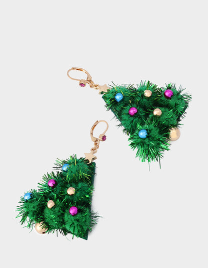 Betsey Johnson Everyday - PLUSH TREE DROP EARRINGS FIR GREEN Women's Christmas-Themed Tree Drop Earrings