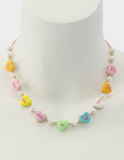 Betsey Johnson Recommended - SWEETHEART COLLAR NECKLACE MULTI Women's Valentine's Day Candy Hearts Necklace