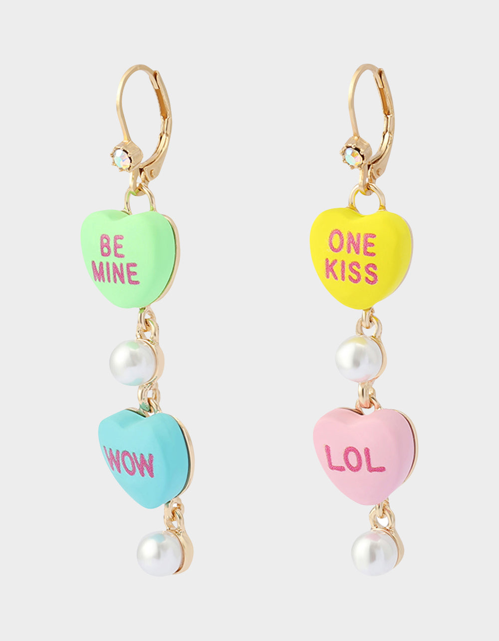 Betsey Johnson Customer Favorite - SWEETHEART LINEAR EARRINGS MULTI Women's Valentine's Day Candy Hearts Earrings