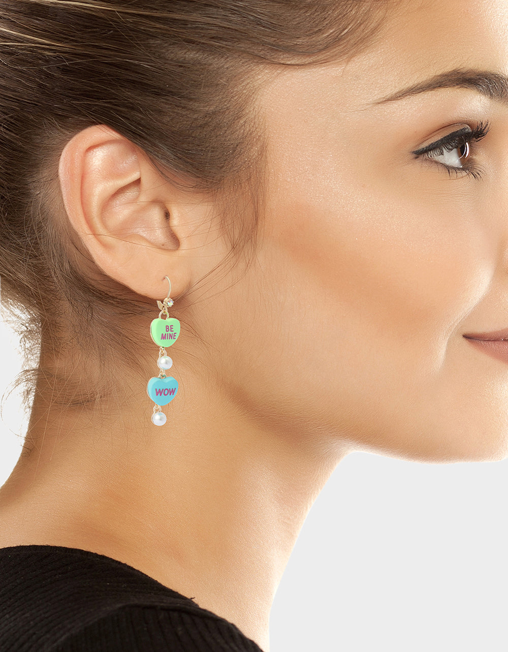Betsey Johnson Customer Favorite - SWEETHEART LINEAR EARRINGS MULTI Women's Valentine's Day Candy Hearts Earrings