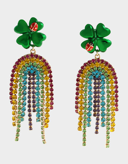 Betsey Johnson Quality - SHAMROCK RAINBOW CHANDELIER EARRINGS MULTI Women's St. Patrick's Day Shamrock Rainbow Earrings