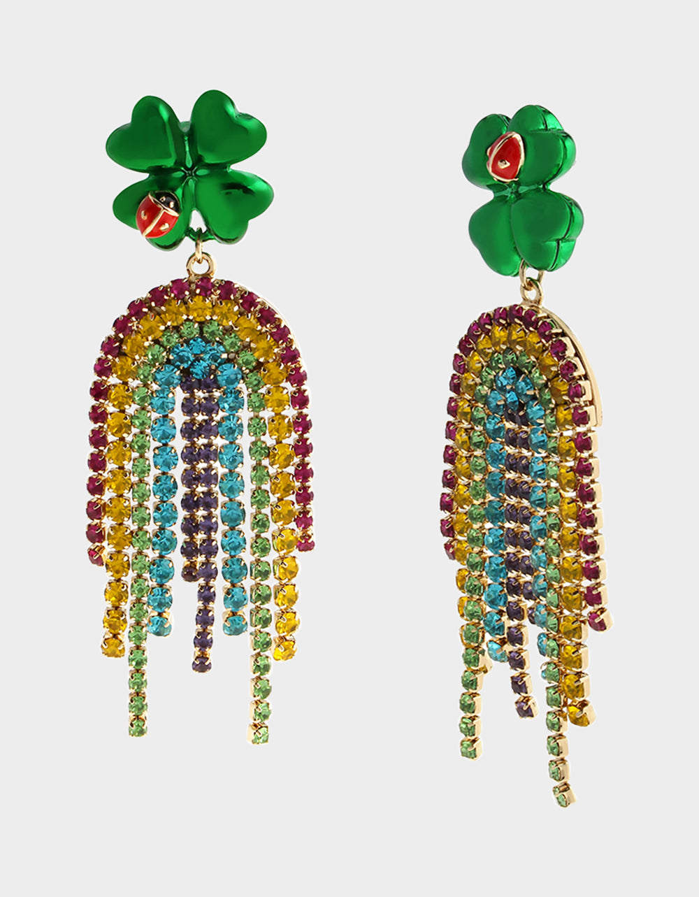 Betsey Johnson Quality - SHAMROCK RAINBOW CHANDELIER EARRINGS MULTI Women's St. Patrick's Day Shamrock Rainbow Earrings