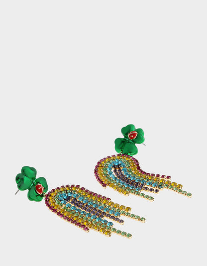 Betsey Johnson Quality - SHAMROCK RAINBOW CHANDELIER EARRINGS MULTI Women's St. Patrick's Day Shamrock Rainbow Earrings