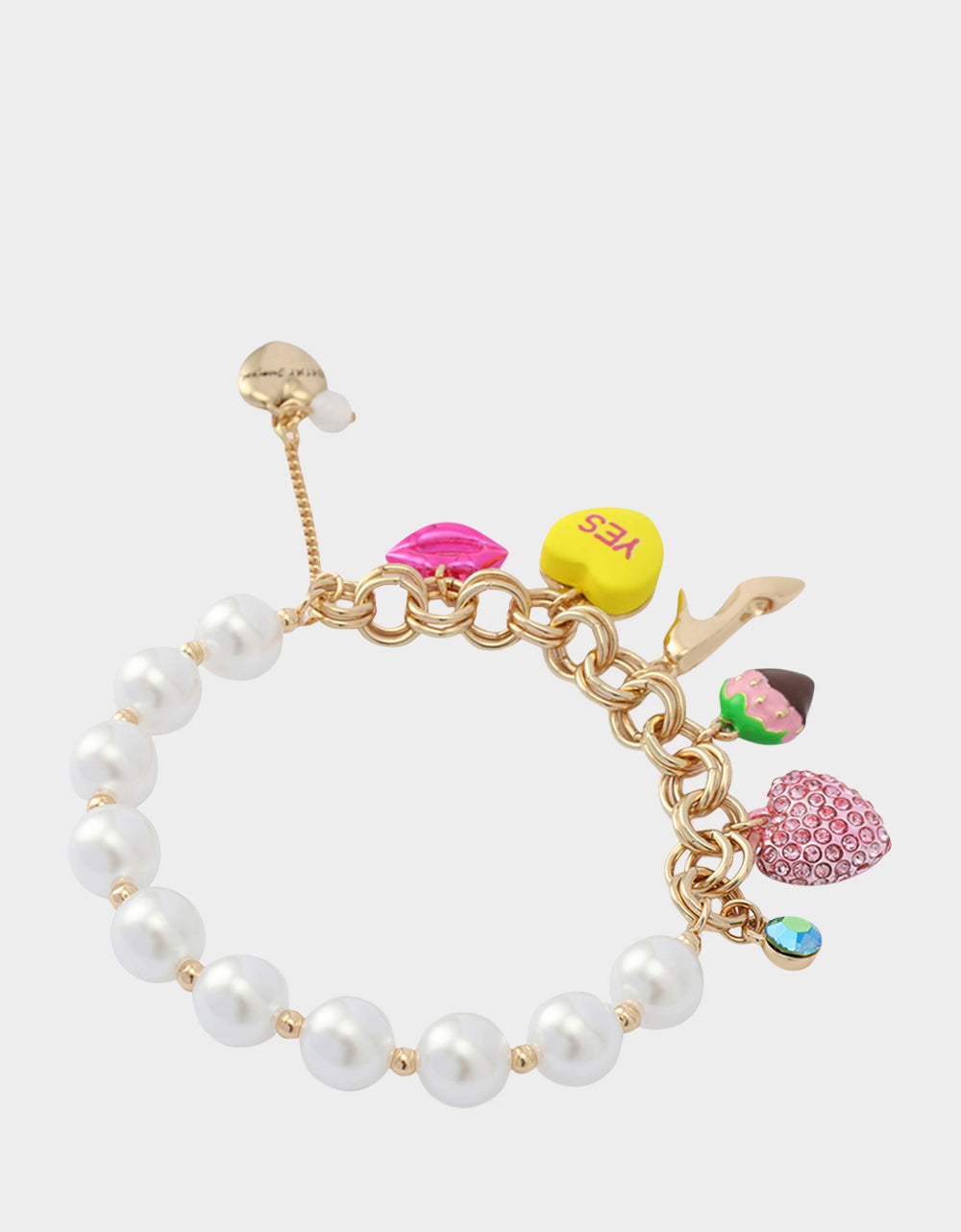 Betsey Johnson New - SWEETHEART CHARM STRETCH BRACELET PEARL Women's Valentine's Day Stretch Charm Pearl Bracelet