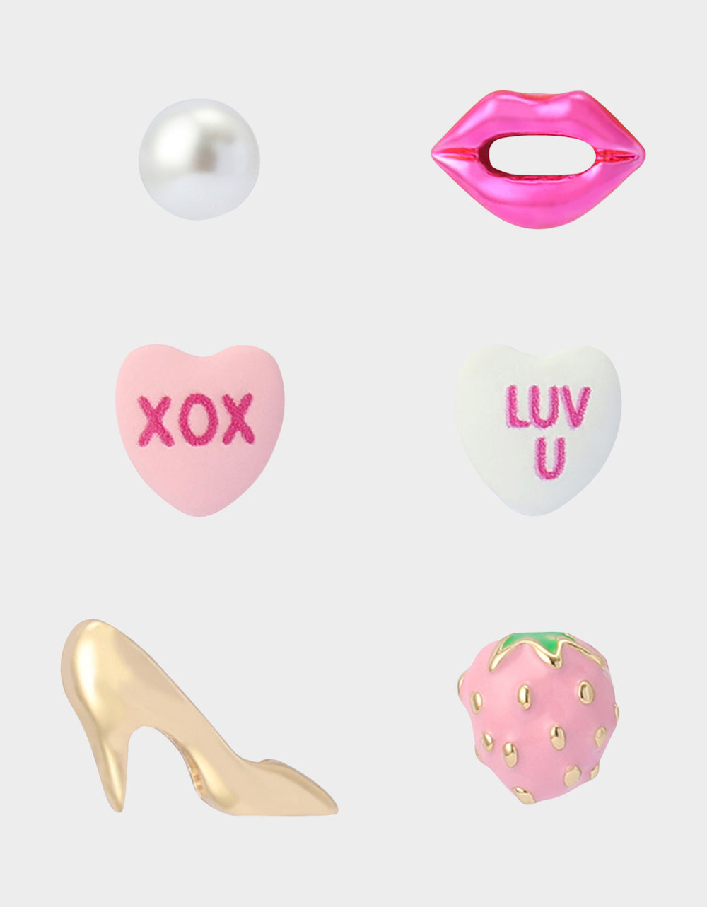 Betsey Johnson Trusted - MISMATCH XOXO STUD SET PINK Women's Valentine's Day Stud Earrings
