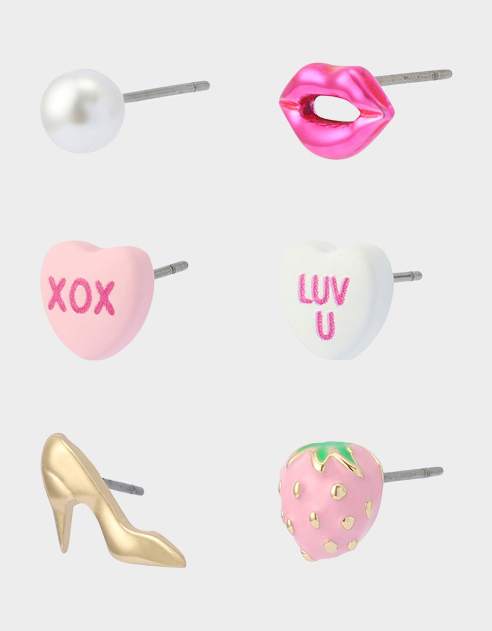Betsey Johnson Trusted - MISMATCH XOXO STUD SET PINK Women's Valentine's Day Stud Earrings
