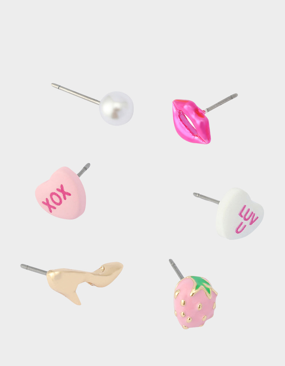 Betsey Johnson Trusted - MISMATCH XOXO STUD SET PINK Women's Valentine's Day Stud Earrings