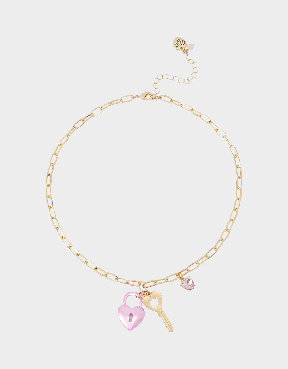 Betsey Johnson Trusted - HEART LOCK SHORT PENDANT NECKLACE PINK Women's Valentine's Day Heart Pendant Necklace