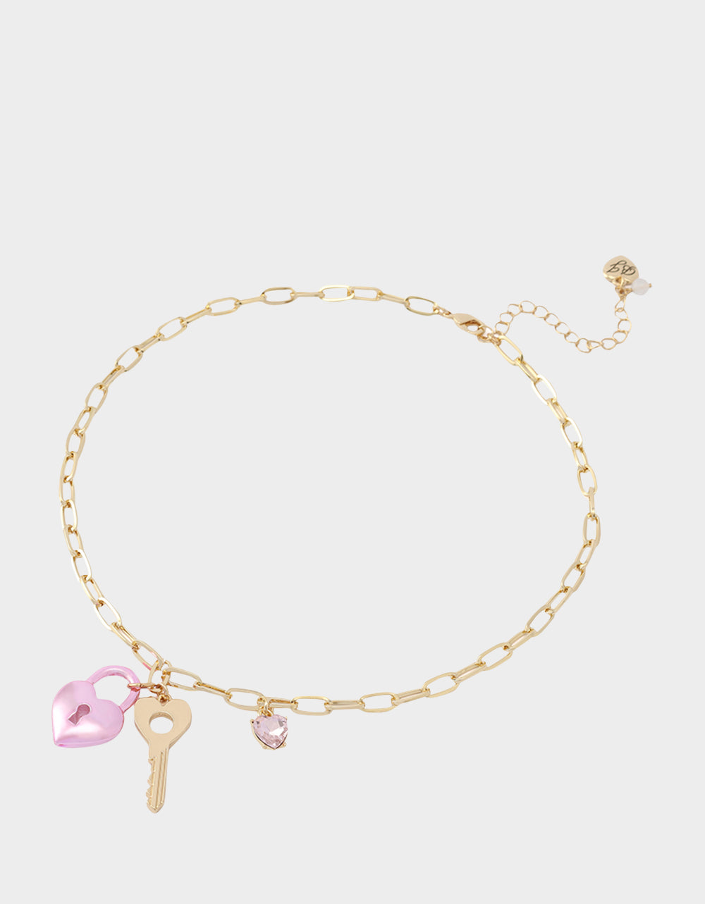 Betsey Johnson Trusted - HEART LOCK SHORT PENDANT NECKLACE PINK Women's Valentine's Day Heart Pendant Necklace