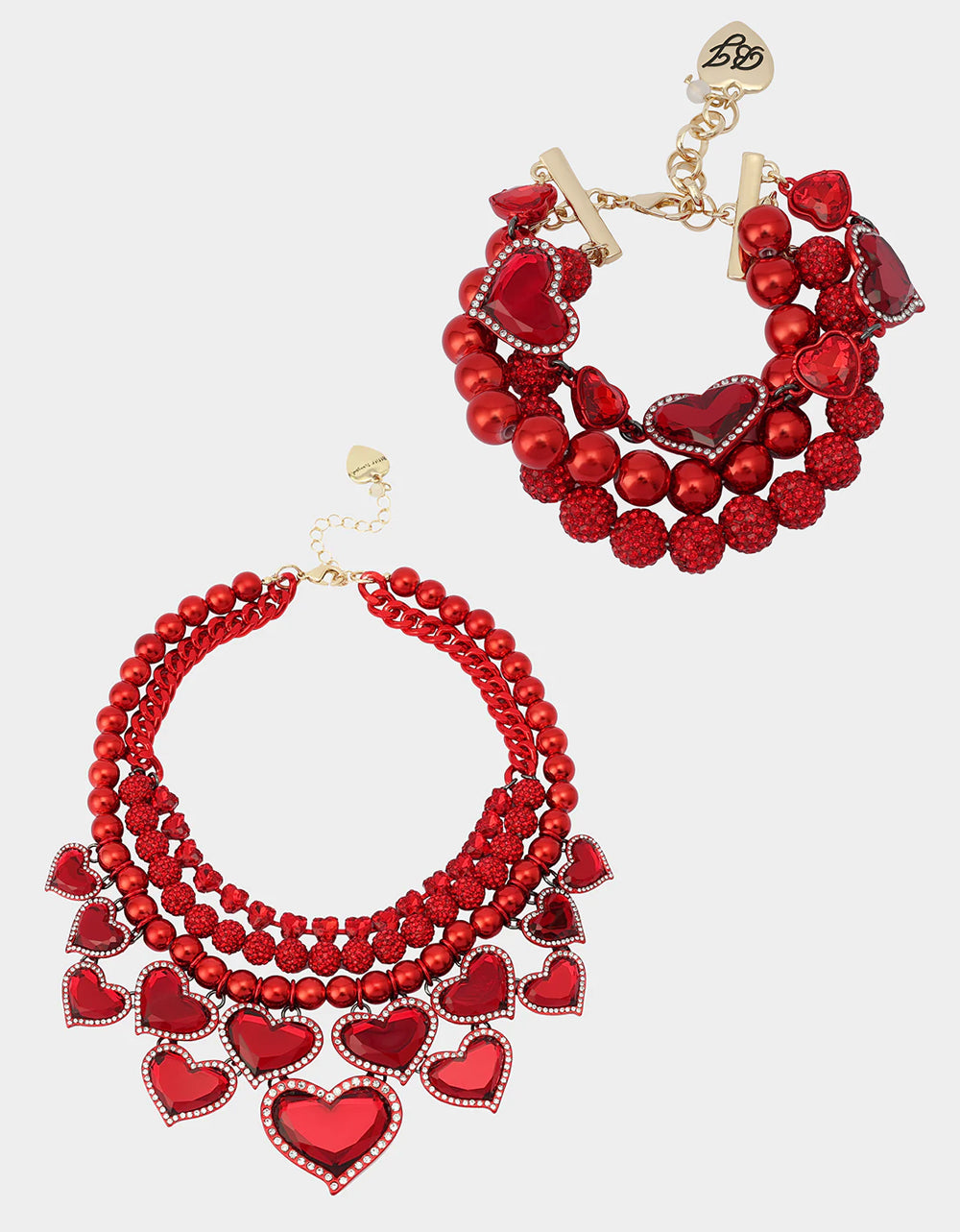 Betsey Johnson Discount - VALENTINE'S LOVE SPELL BUNDLE Women's Valentine's Day Red Heart Necklace and Bracelet Set