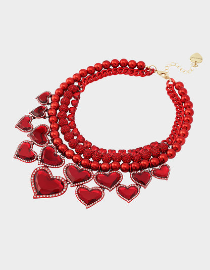 Betsey Johnson Discount - VALENTINE'S LOVE SPELL BUNDLE Women's Valentine's Day Red Heart Necklace and Bracelet Set