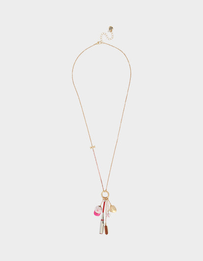 Betsey Johnson Best Seller - BASEBALL CHARM PENDANT NECKLACE PINK Sports-Themed Rhinestone Women's Necklace