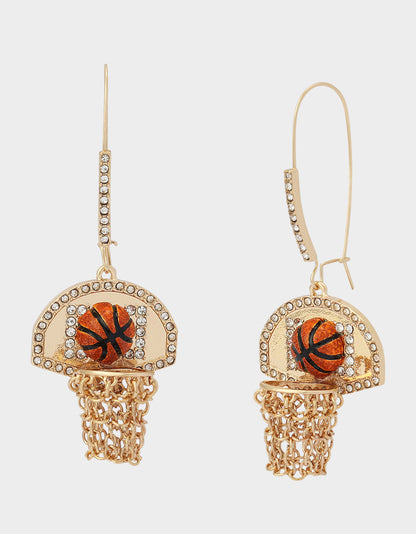 Betsey Johnson Value - BASKETBALL HOOP SHEPPARD HOOK EARRINGS ORANGE Rhinestone Women's Drop Earrings
