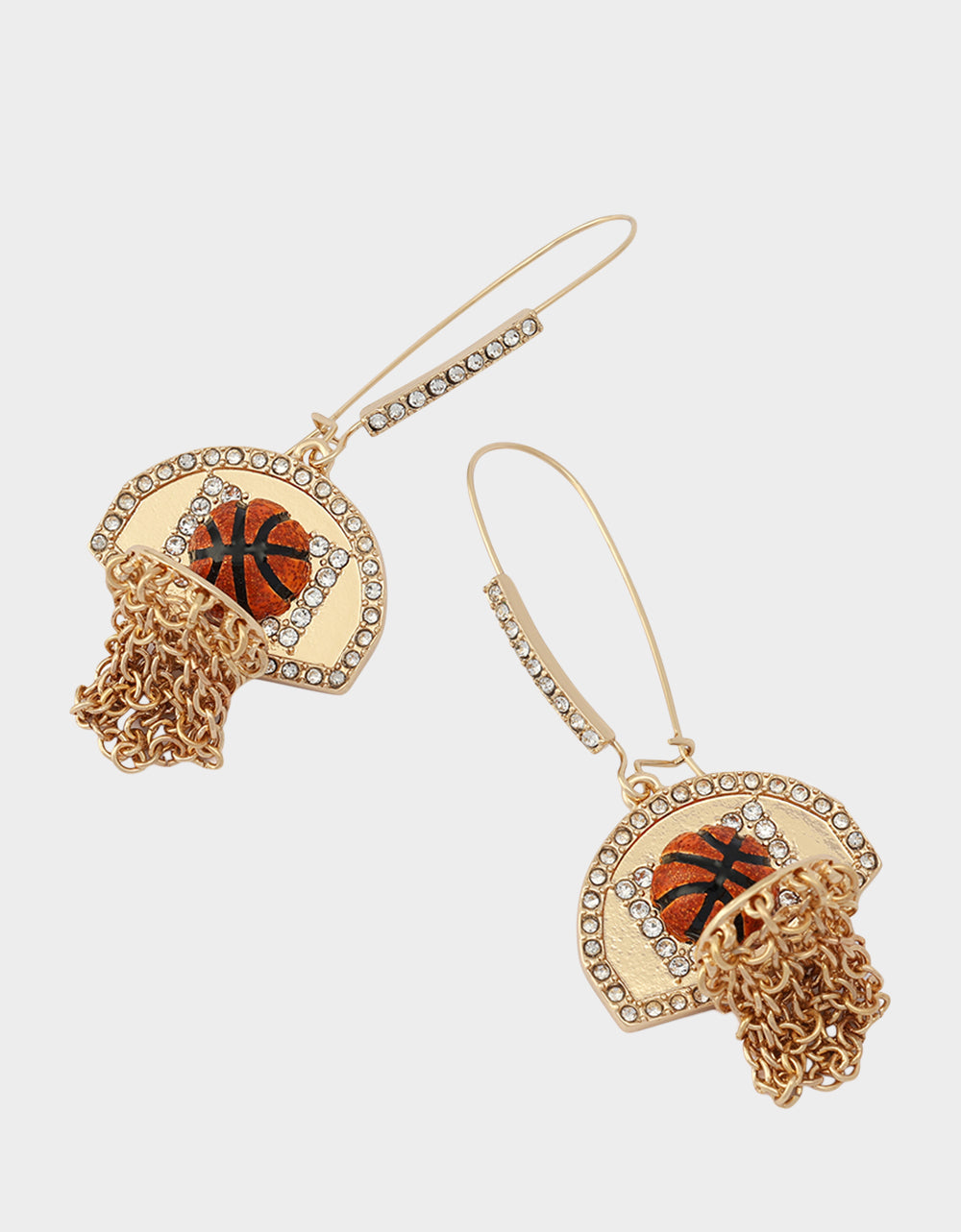 Betsey Johnson Value - BASKETBALL HOOP SHEPPARD HOOK EARRINGS ORANGE Rhinestone Women's Drop Earrings