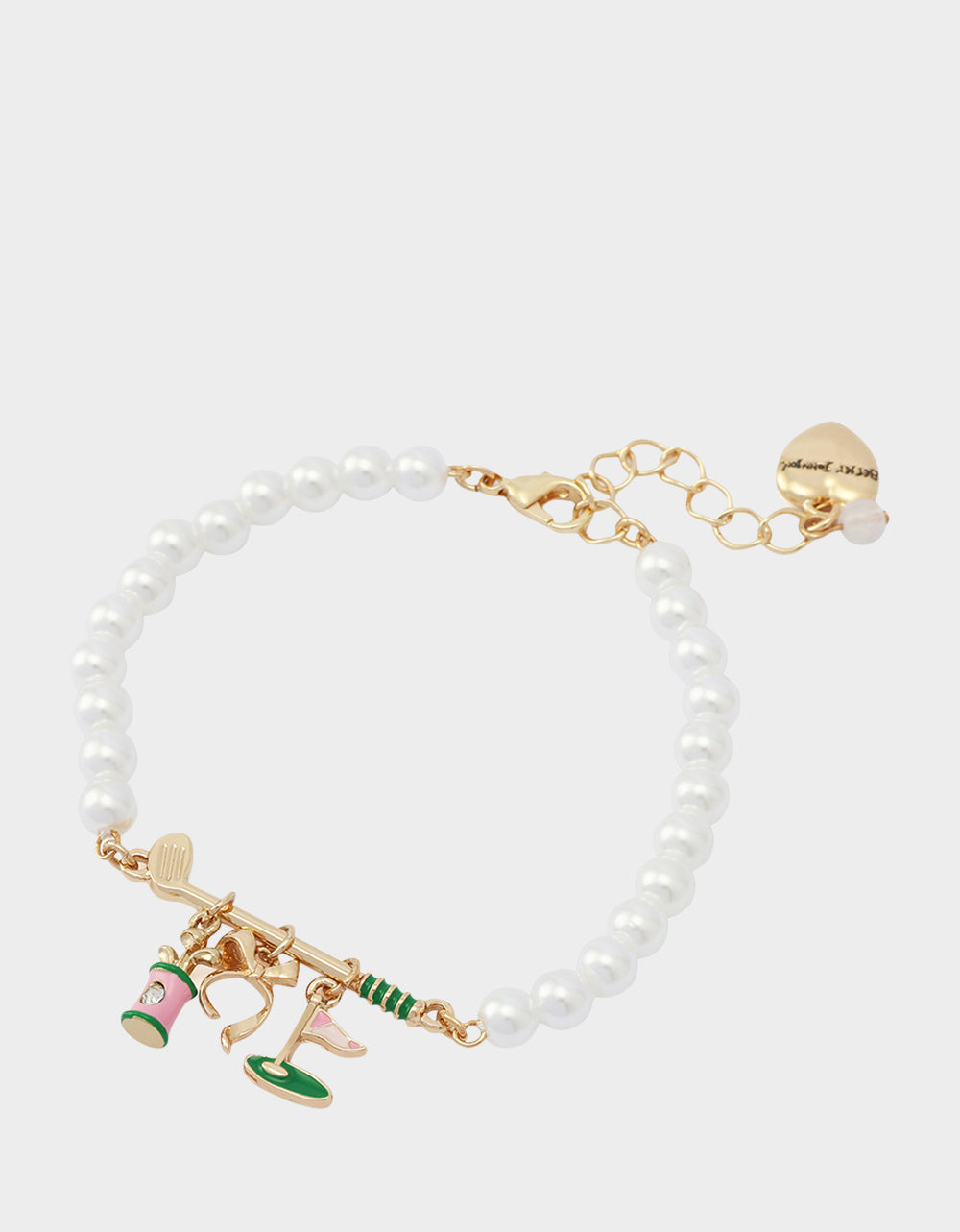 Betsey Johnson Deals - GOLF FLEX BRACELET GREEN Sports-Themed Pearl Charm Women's Bracelet
