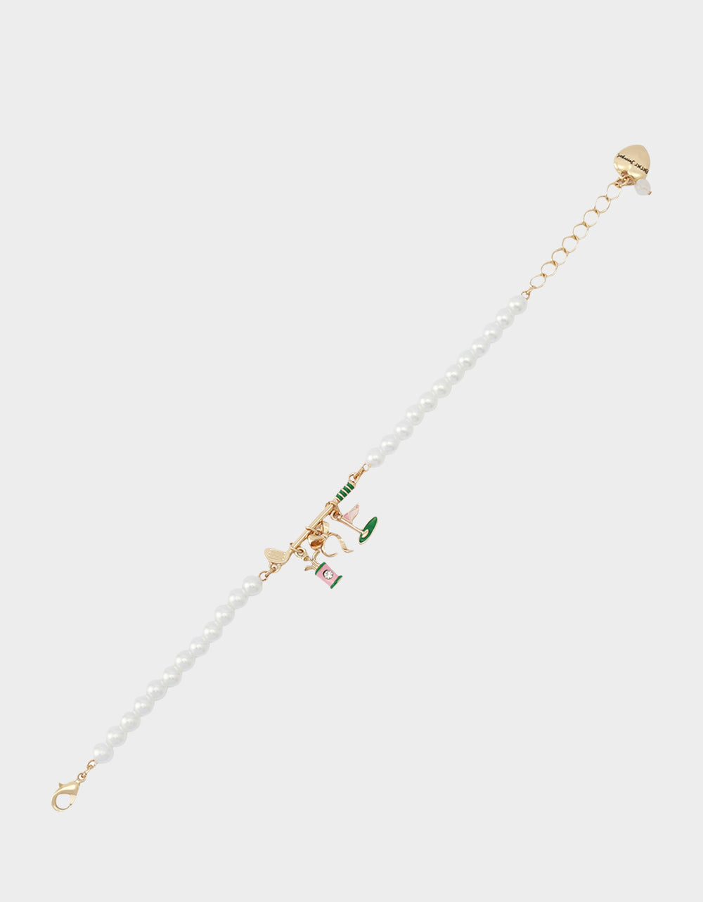 Betsey Johnson Deals - GOLF FLEX BRACELET GREEN Sports-Themed Pearl Charm Women's Bracelet