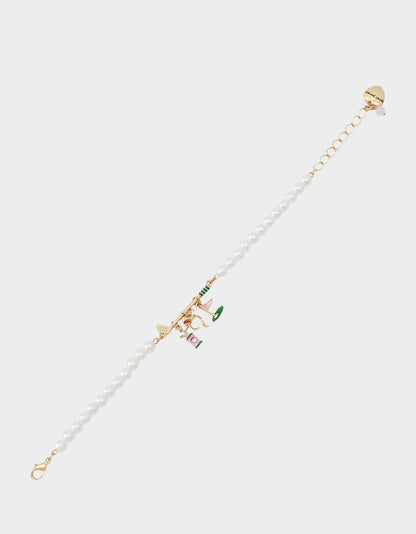Betsey Johnson Deals - GOLF FLEX BRACELET GREEN Sports-Themed Pearl Charm Women's Bracelet