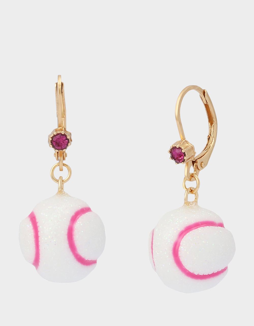 Betsey Johnson Trending - BASEBALL LEVER BACK EARRINGS WHITE Sports-Themed Women's Earrings
