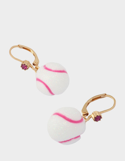 Betsey Johnson Trending - BASEBALL LEVER BACK EARRINGS WHITE Sports-Themed Women's Earrings
