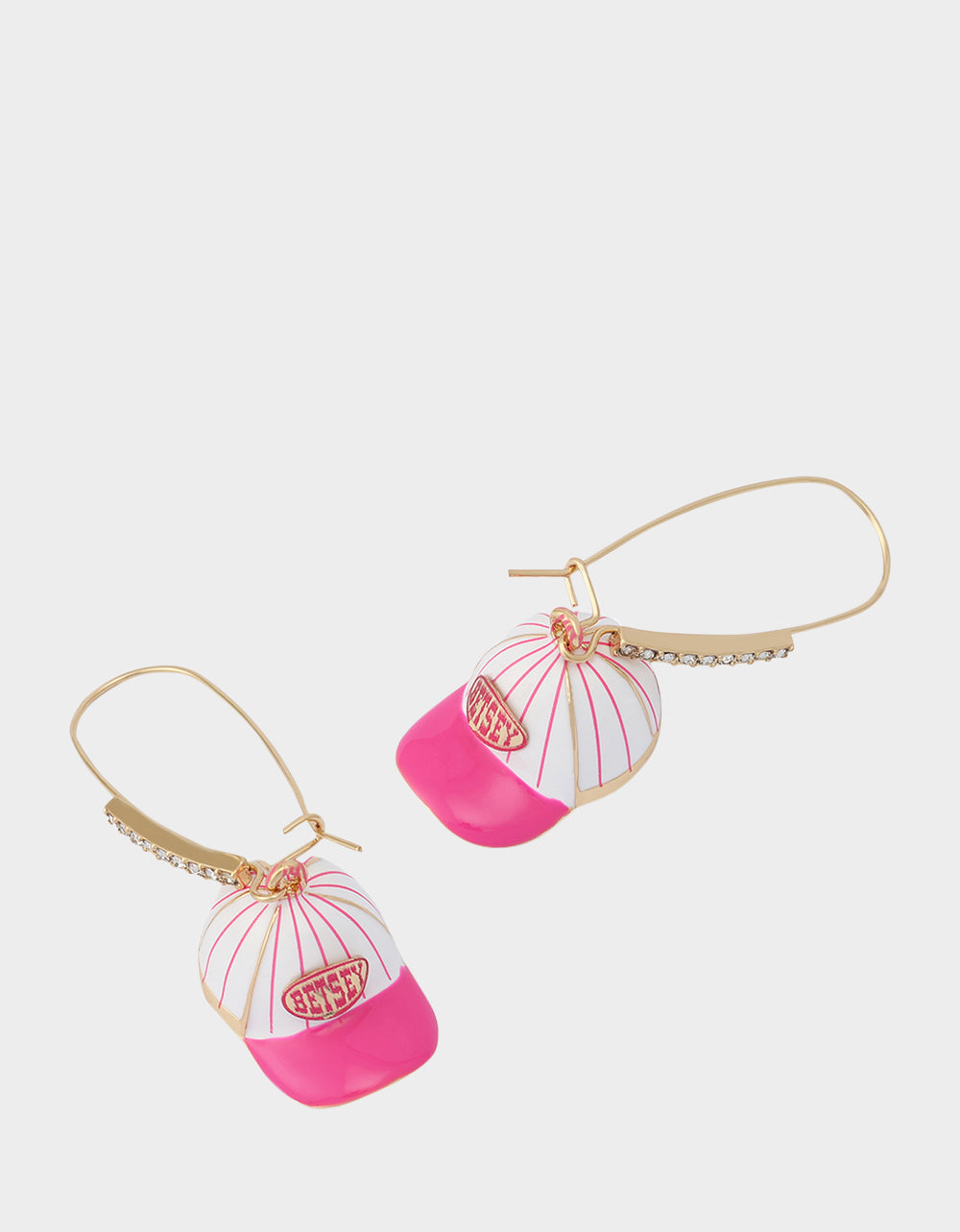 Betsey Johnson Trending - BASEBALL HAT SHEPPARD HOOK EARRINGS PINK Sport's-Themed Women's Earrings