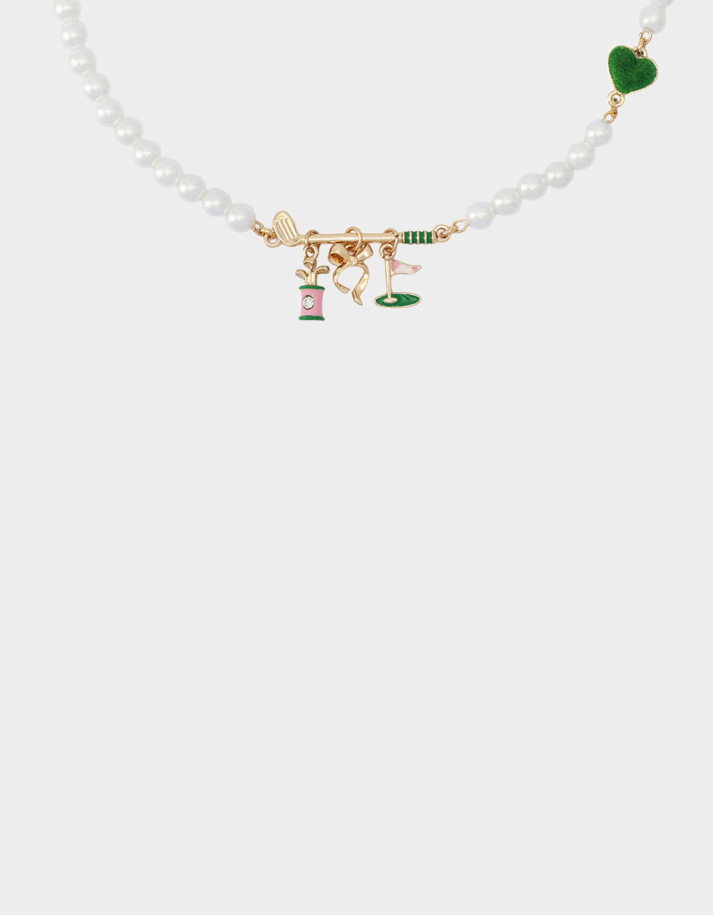 Betsey Johnson Value - GOLF FRONTAL NECKLACE GREEN Women's Sports-Themed Golf Pearl Necklace
