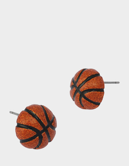 Betsey Johnson Hot Sale - BASKETBALL STUDS ORANGE Women's Sports-Themed Basketball Stud Earrings