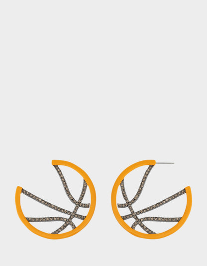 Betsey Johnson Hot Sale - BASKETBALL HOOP EARRINGS ORANGE Sports-Themed Rhinestone Women's Earrings