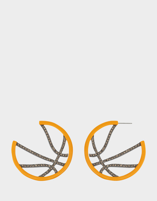 Betsey Johnson Hot Sale - BASKETBALL HOOP EARRINGS ORANGE Sports-Themed Rhinestone Women's Earrings