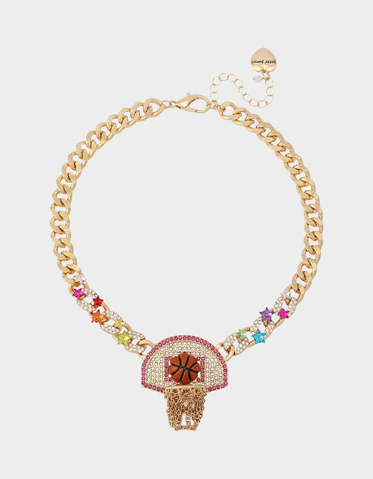 Betsey Johnson Best Price - BASKETBALL SHORT PENDANT NECKLACE ORANGE Sports-Themed Women's Statement Necklace