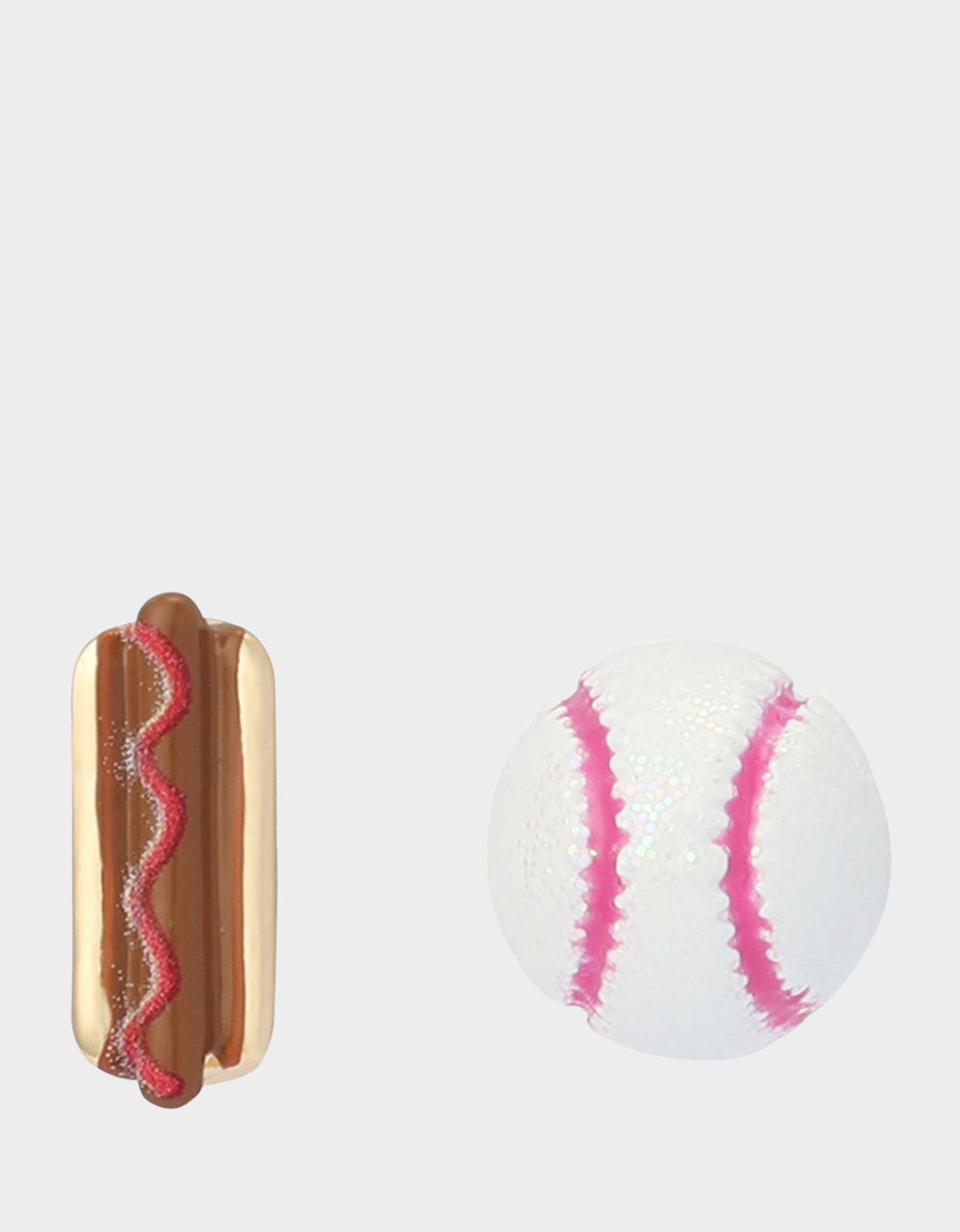 Betsey Johnson Great Value - MISMATCH HOTDOG BASEBALL STUDS WHITE Sports-Themed Hotdog Women's Earrings