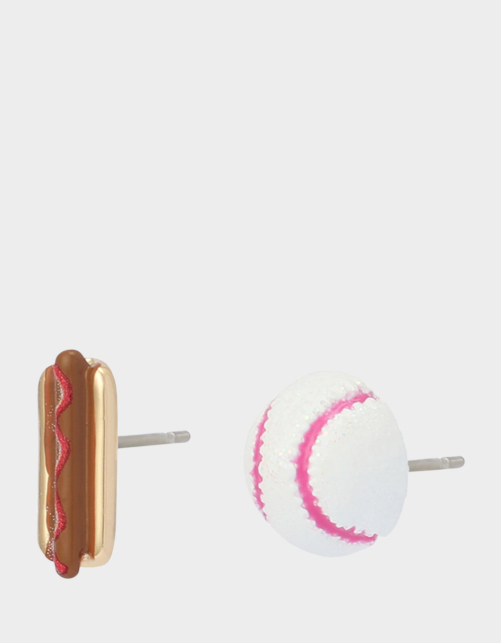 Betsey Johnson Great Value - MISMATCH HOTDOG BASEBALL STUDS WHITE Sports-Themed Hotdog Women's Earrings