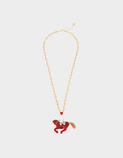 Betsey Johnson Essential - YEAR OF THE HORSE PENDANT RED Women's Chinese New Year Horse Pendant Necklace