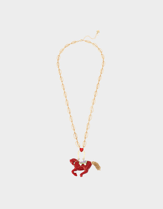 Betsey Johnson Essential - YEAR OF THE HORSE PENDANT RED Women's Chinese New Year Horse Pendant Necklace