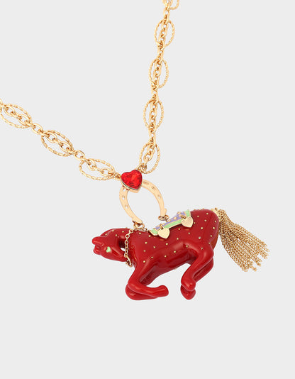 Betsey Johnson Essential - YEAR OF THE HORSE PENDANT RED Women's Chinese New Year Horse Pendant Necklace