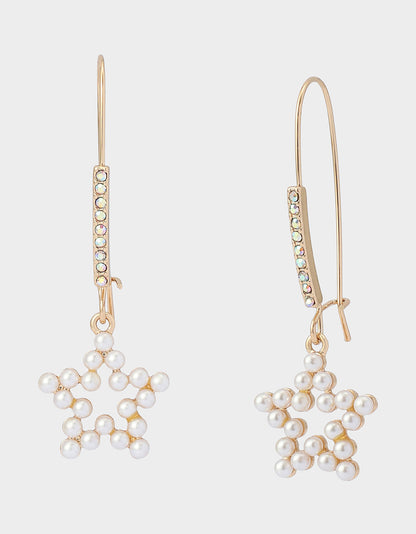 Betsey Johnson Smart Buy - PEARL STAR DROP EARRINGS PEARL Women's Pearl Star Shepherds Hook Earring