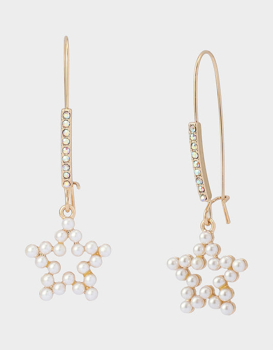 Betsey Johnson Smart Buy - PEARL STAR DROP EARRINGS PEARL Women's Pearl Star Shepherds Hook Earring